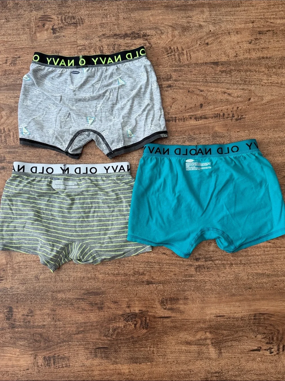 Old Navy Men's Boxer Briefs - Teal, Gray, Black with Neon Green Waistband size L
